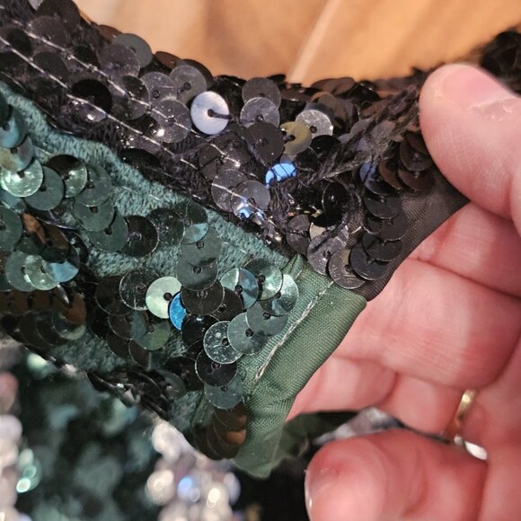 VTG 90s Sequins Dance Performance Tank Shirt Stretch Black Green Sz L Recital - Picture 8 of 10